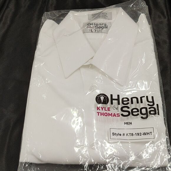 HENRY SEGAL WHITE REGULAR FIT MICROFIBER LAYDOWN COLLAR DRESS SHIRT. - Picture 4 of 4